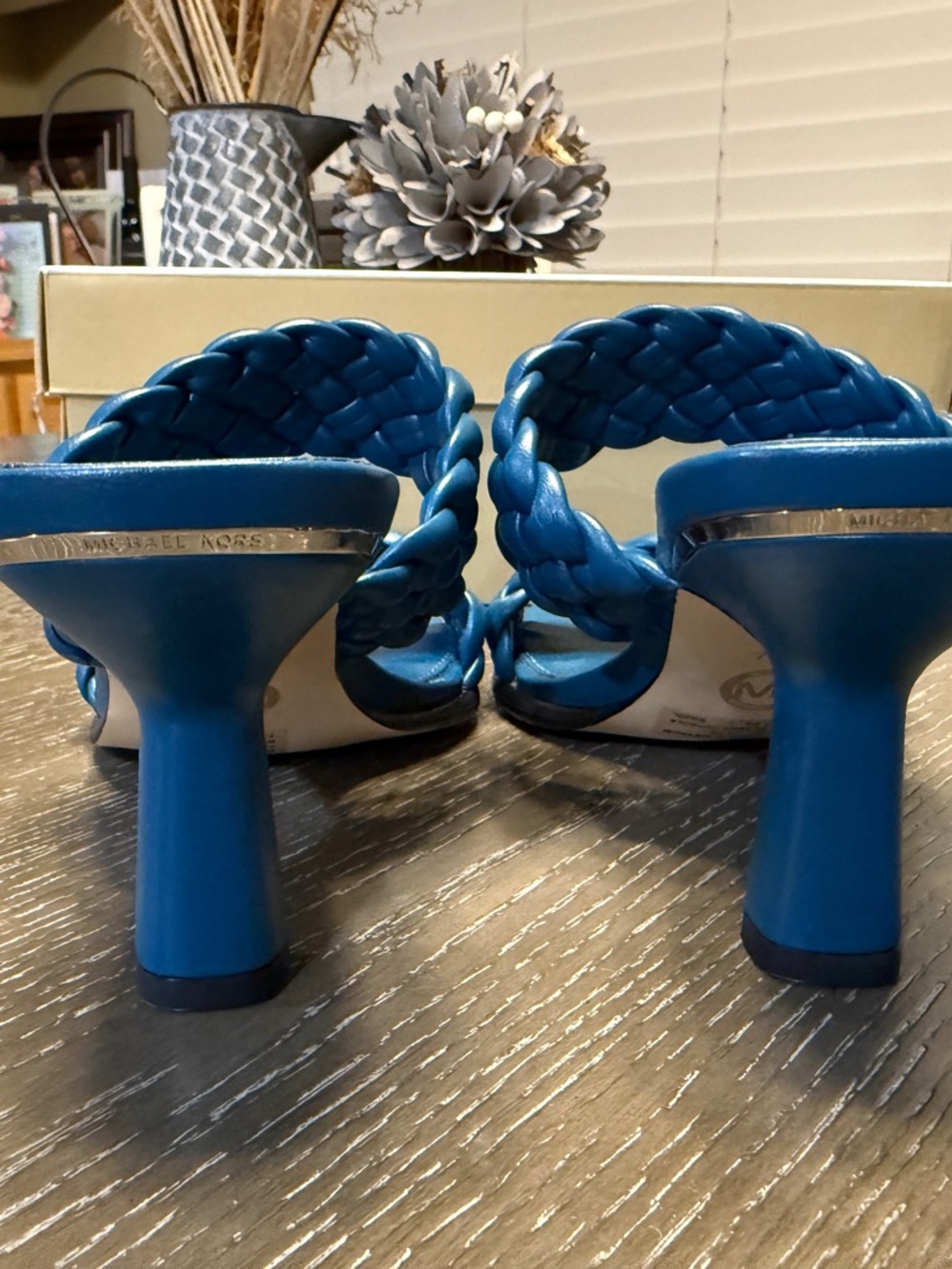 Michael Kors Braided Leather Slide Sandals in Blue - Picture 6 of 7